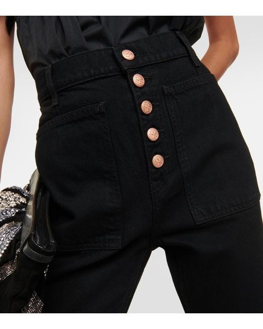 Ulla Johnson Black Lou High-Rise Flared Jeans