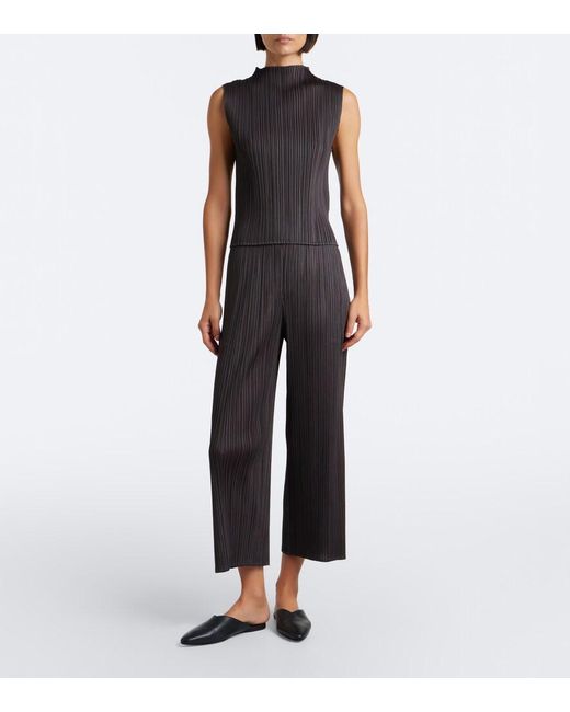 Pleats Please Issey Miyake Gray Monthly Colors: August Pleated Wide-Leg Pants