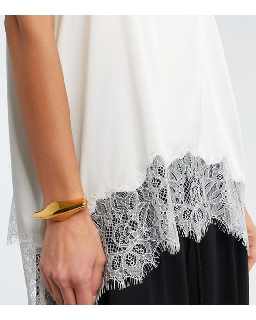 Staud White Chloe Lace-Trimmed Silk-Blend Satin Camisole