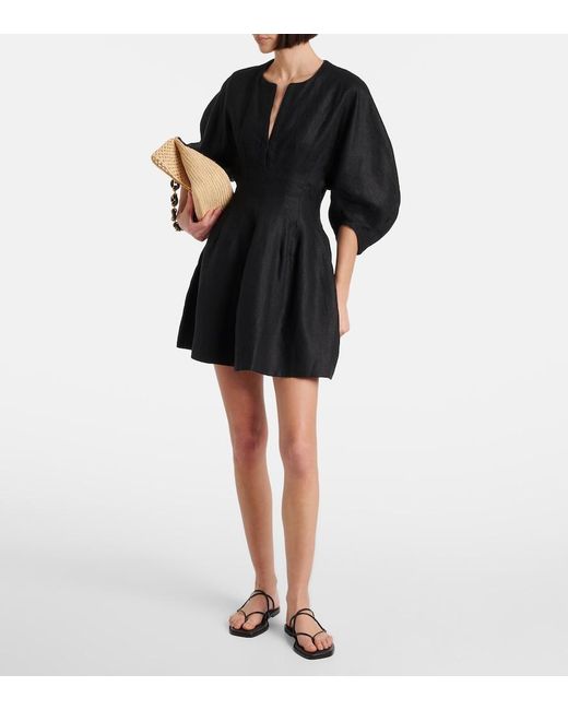 Faithfull The Brand Black Soleil Linen Minidress