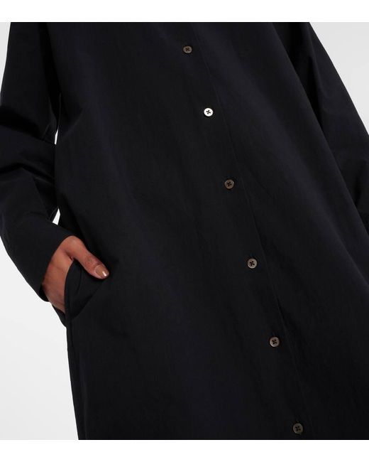 The Row Black Izumi Oversized Cotton Poplin Shirt Dress