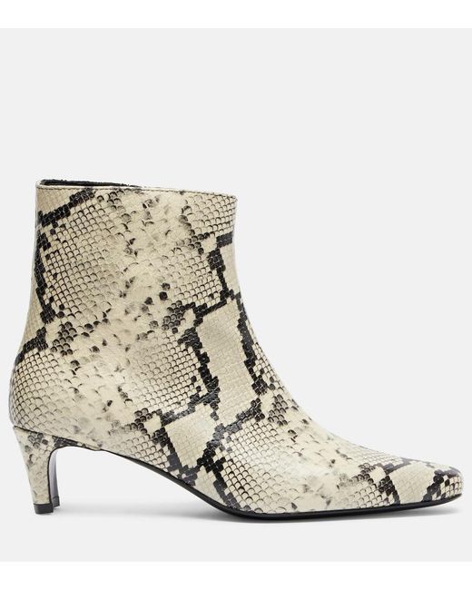 Staud Natural Wally Snake-Effect Leather Ankle Boots