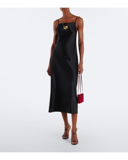 Joseph Black Cloe Silk Satin Midi Dress