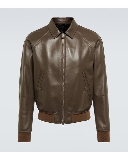 Tom Ford Green Leather Jacket for men