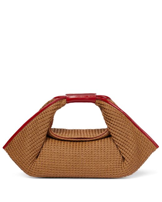 STAUD Leather Jetson Raffia-effect Tote in Brown - Lyst