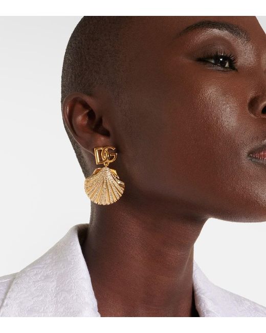 Dolce & Gabbana Metallic Dg Shell Drop Clip-On Earrings