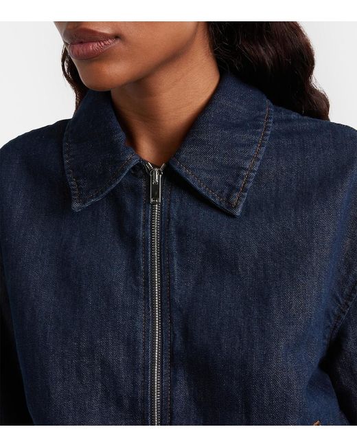 7 For All Mankind Blue Denim Bomber Jacket