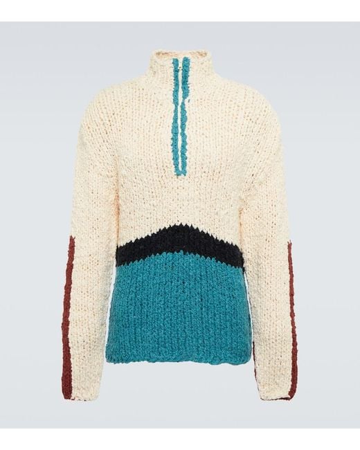 The Elder Statesman Blue Block N Spiral Boucle Sweater for men