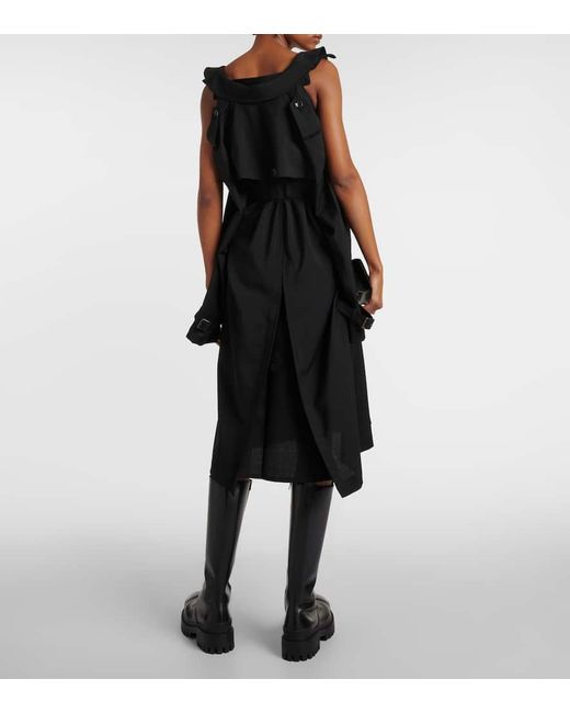 Junya Watanabe Black Cutout Wool And Mohair Midi Dress