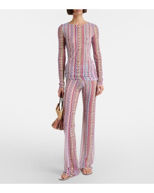 Missoni Pink Zigzag High-Rise Slim Pants