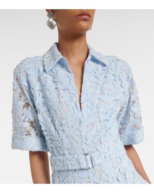 Jonathan Simkhai Blue Deanna Lace Guipure Cotton Midi Dress