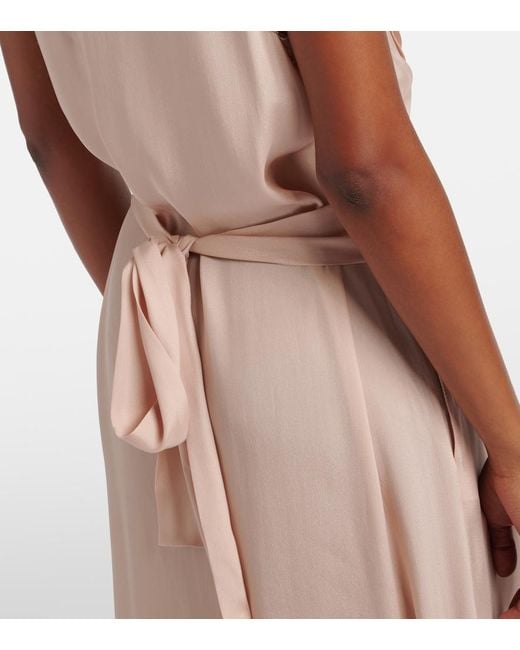 Maison Margiela Pink Belted Lace-Trimmed Midi Dress
