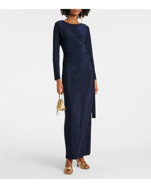 Diane von Furstenberg Blue Simona Lame Wrap Dress