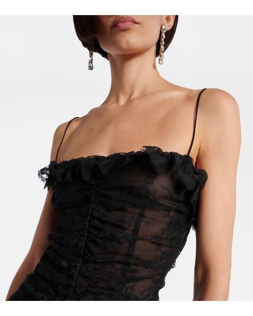 Alessandra Rich Black Bow-Detail Cotton-Blend Lace Gown