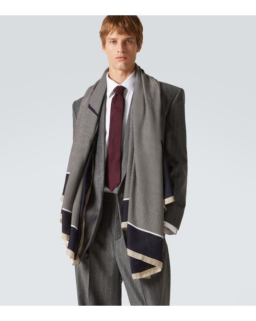 Saint Laurent Blue Cassandre Silk Charmeuse Scarf for men