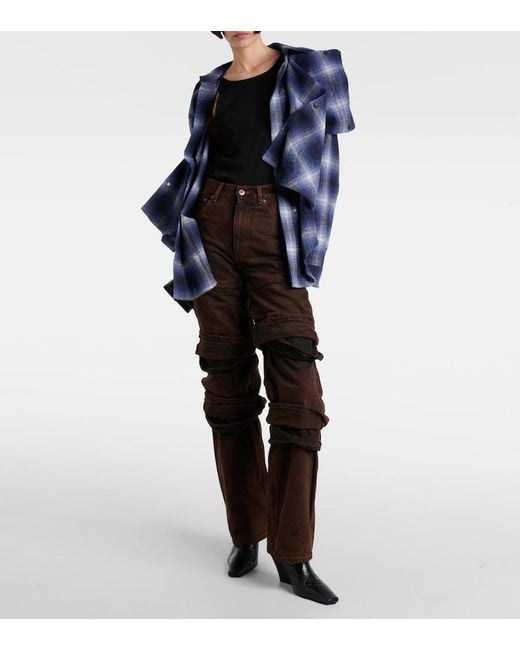 Y. Project Brown Layered High-Rise Wide-Leg Jeans