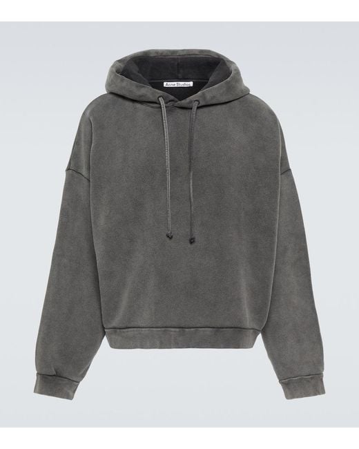 Acne Gray Faded Fester Brand-Appliqué Oversized-Fit Cotton-Jersey Hoody for men