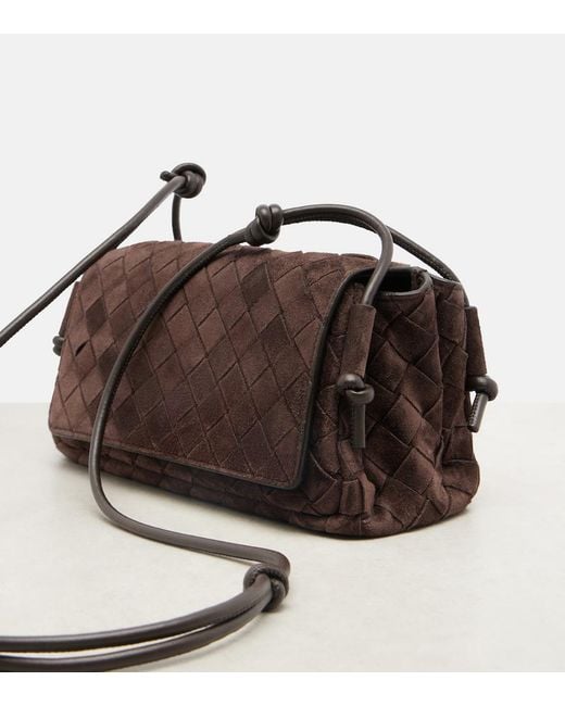 Bottega Veneta Brown Notturno Intrecciato Suede Crossbody Bag