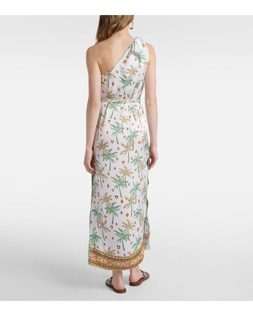 Poupette Metallic Isabelle Printed One-Shoulder Kaftan