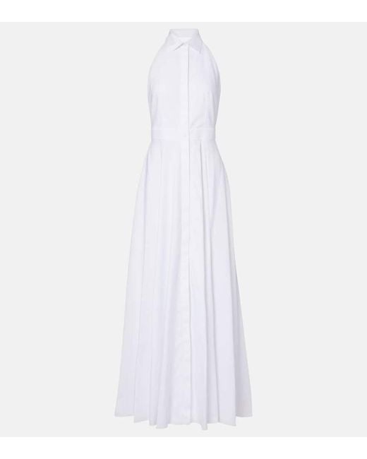 Vestido Largo De Popelin De Algodon Ralph Lauren de color White