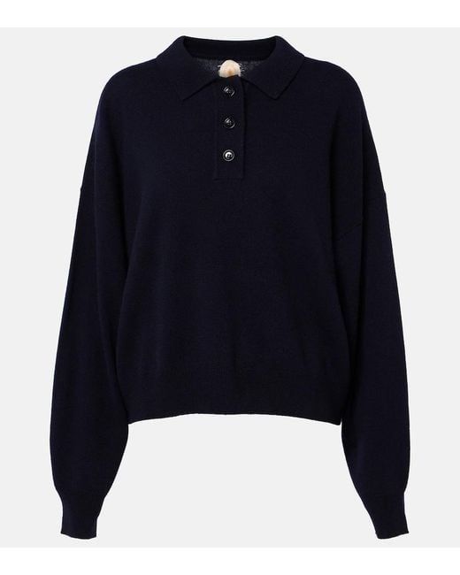 Jardin Des Orangers Blue Wool And Cashmere Polo Sweater