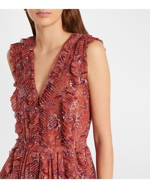 Ulla Johnson Red Aida Ruffled Silk-Blend Chiffon Maxi Dress
