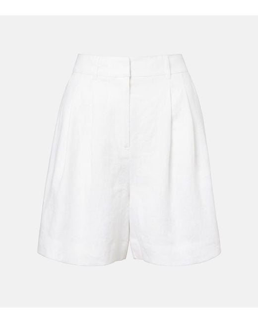 Posse White Marchello High-Rise Linen Shorts