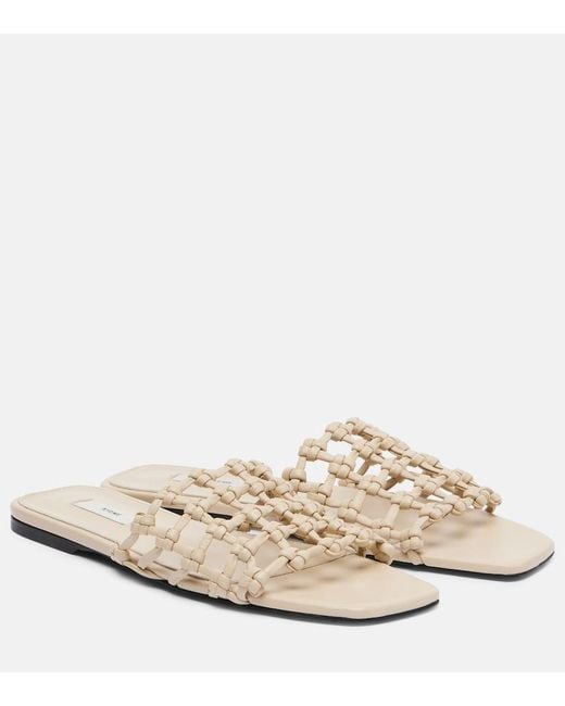 Totême  Natural Woven Leather Slides