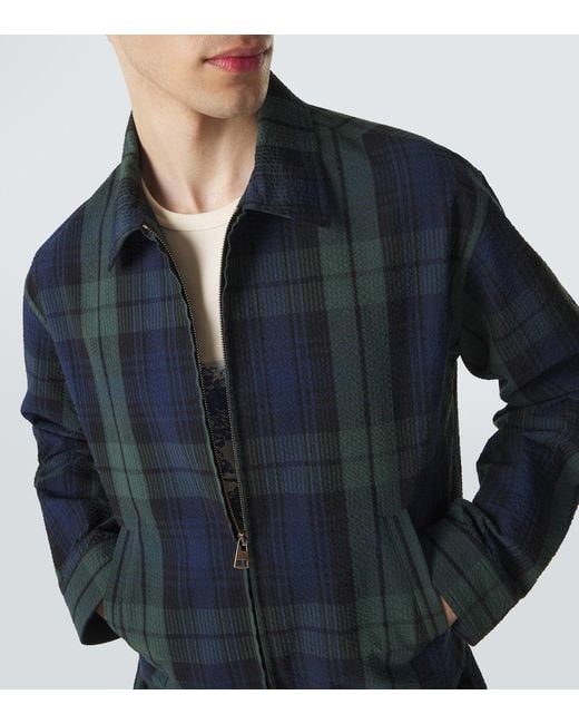J.W. Anderson Blue Checked Cotton Seersucker Blouson Jacket for men