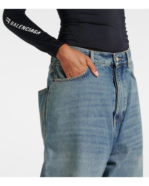 Balenciaga Blue Faded Mid-Rise Wide-Leg Jeans