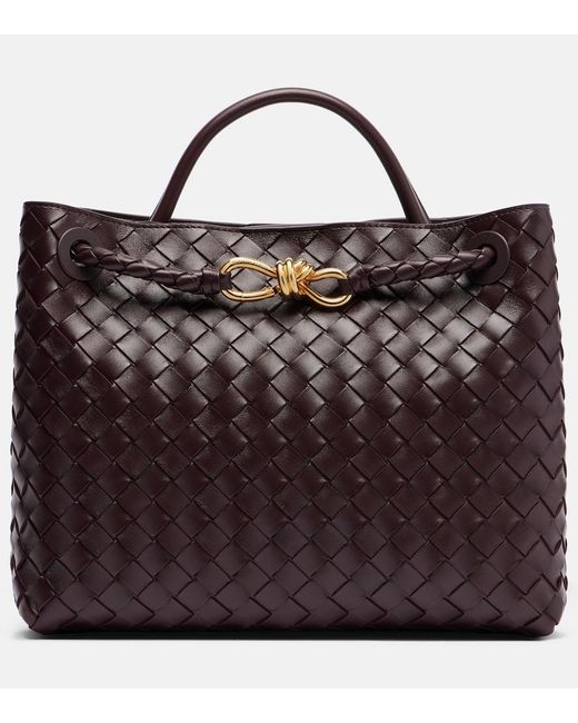 Bottega Veneta Red Andiamo Intrecciato Medium Leather Tote Bag