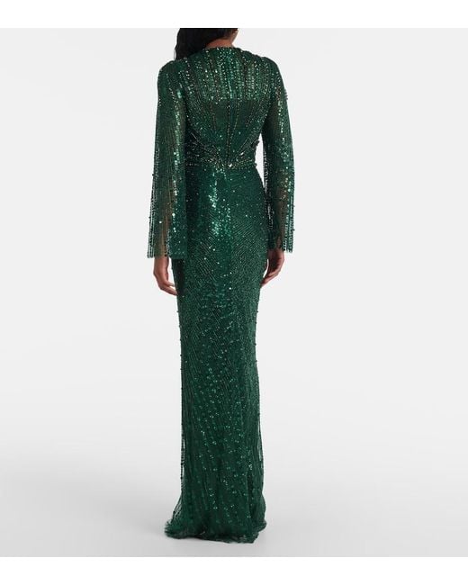 Jenny Packham Green Anja Sequined Gown