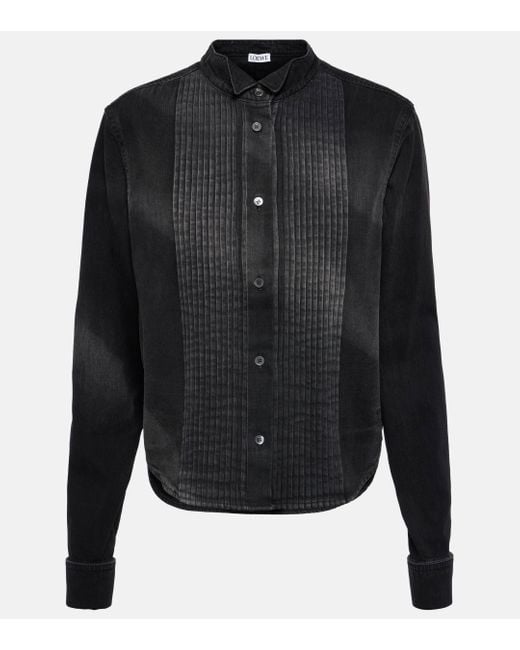 Loewe Black Pleated Denim Shirt