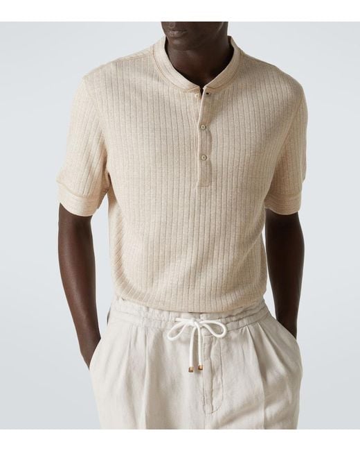 Brunello Cucinelli Natural Linen And Cotton T-Shirt for men