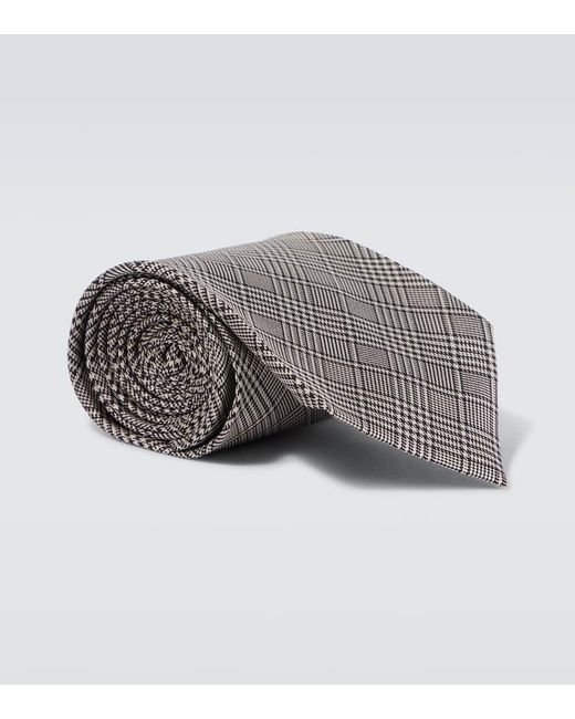 Tom Ford Gray Prince Of Wales Check Silk Tie for men