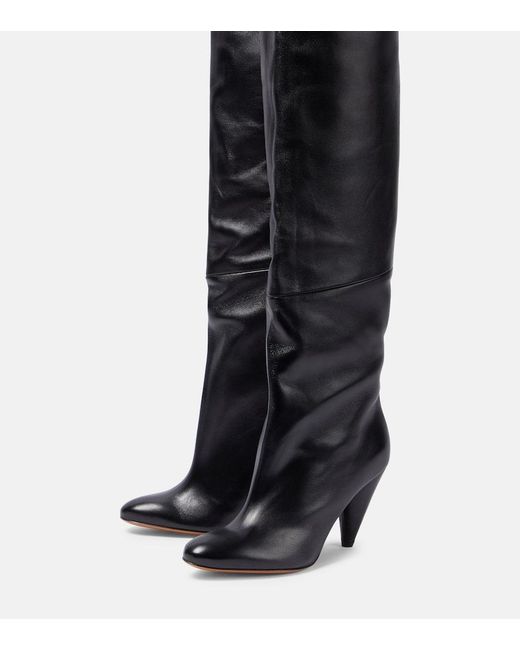 Proenza Schouler Black Cone Leather Over-The-Knee Boots