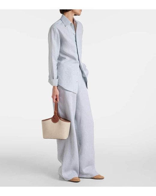 Loro Piana White Tote Bobbin Aus Canvas