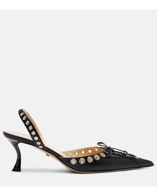 Mach & Mach Metallic Crystalized Corset 65 Leather Slingback Pumps