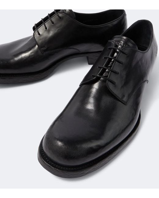 Prada Black Leather Derby Shoes for men