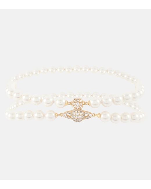 Vivienne Westwood Natural Brass Faux Pearl Choker