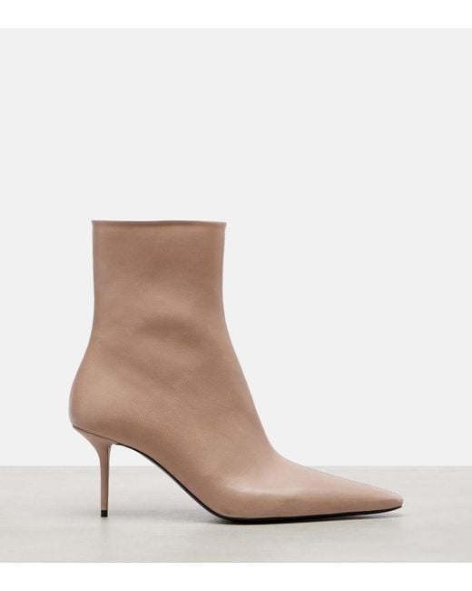 Saint Laurent Natural Ashley 75 Leather Ankle Boots