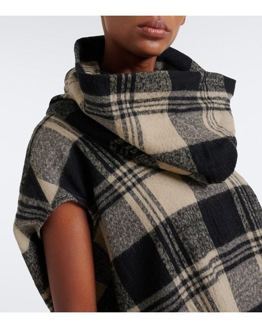 Rick Owens Black Floating Checked Cotton And Wool Top