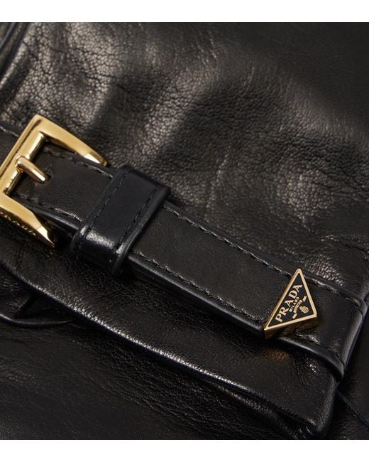 Prada Black Leather Gloves