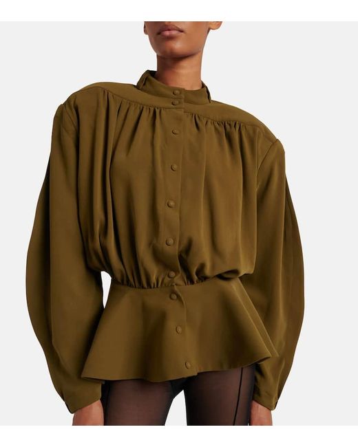 Mugler Green Bluse Re/Edit Hiver Russe Aus Crepe-Twill