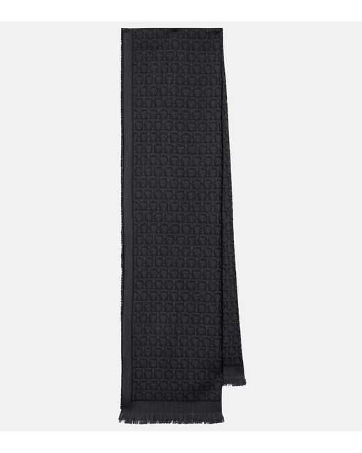 Bufanda Gancini De Lana De Jacquard Ferragamo de color Blue