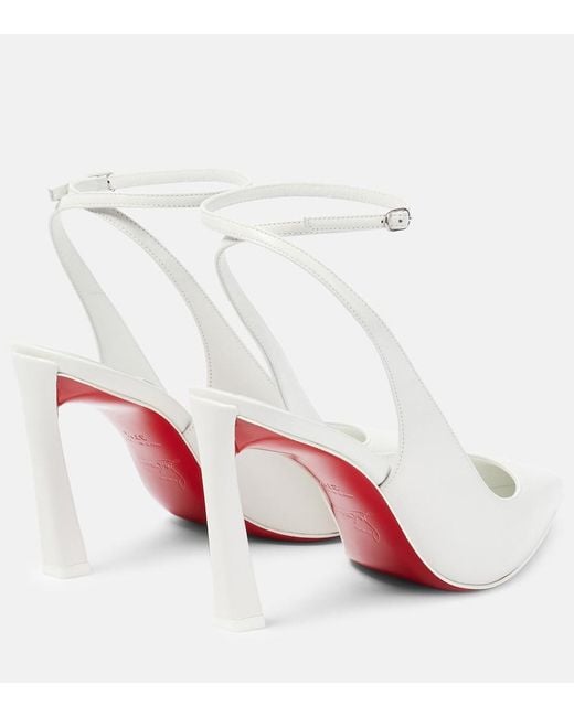 Christian Louboutin White Condora 85 Leather Slingback Pumps