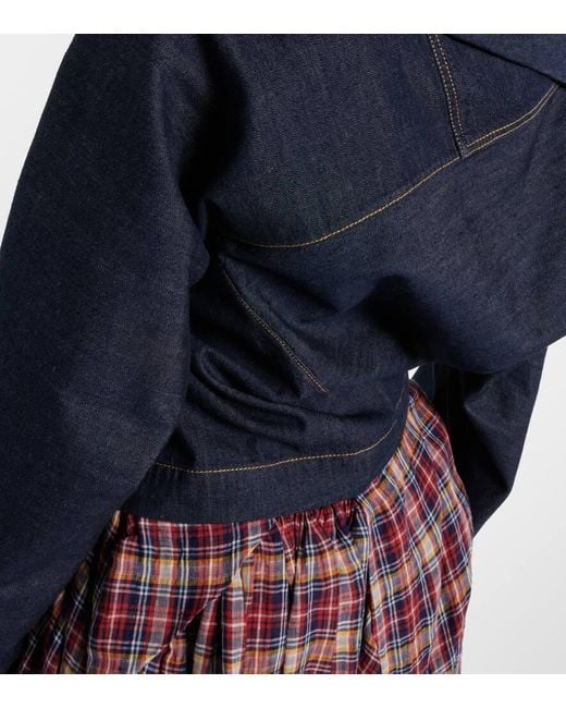 Vivienne Westwood Blue Natalia Cropped Cotton Chambray Shirt