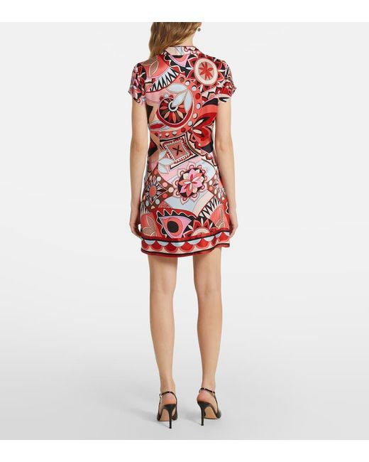 Rixo Red Bedrucktes Minikleid Aus Seide