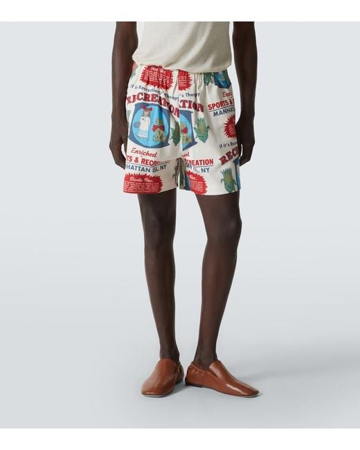 Bode White Enrichment Cotton Printed Shorts for men