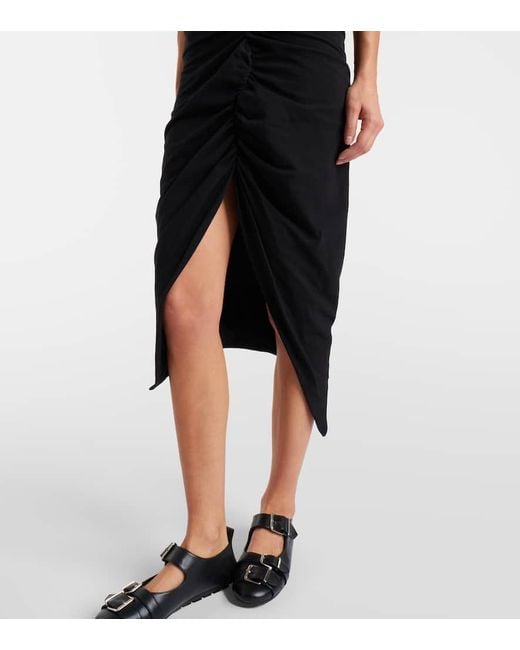 Vivienne Westwood Black Pulling Ruched Cotton Midi Dress